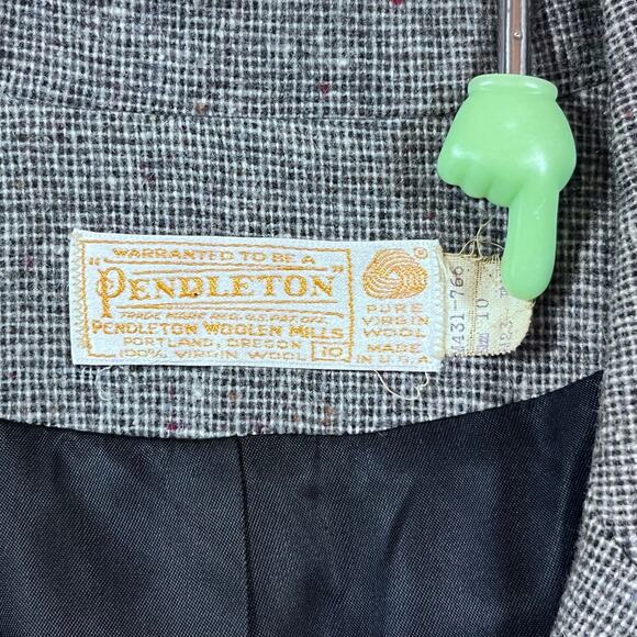 Vintage Pendleton 100% Made In USA Virgin Wool Women’s Gray Tweed Blazer Sz 10 - Picture 6 of 7